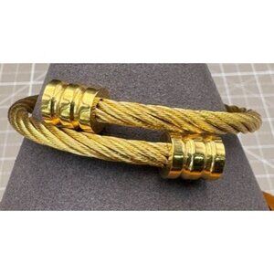 Vintage Gold-Tone Twisted Rope Cable Cuff Bracelet